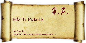 Hőh Patrik névjegykártya